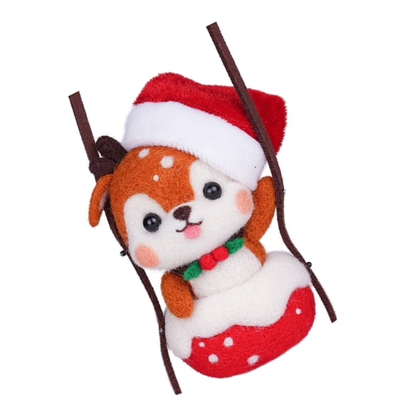 WRISTBIQUE 1Set Wool Felt Craft Kit Red Needle Felting Tools for Handmade Pendants