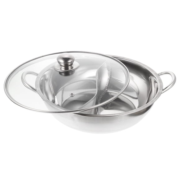 WRISTBIQUE Dual Sided Hot Pot Cookware Set, Stainless Steel Soup Pot with Divider for Home Restaurant Cooking