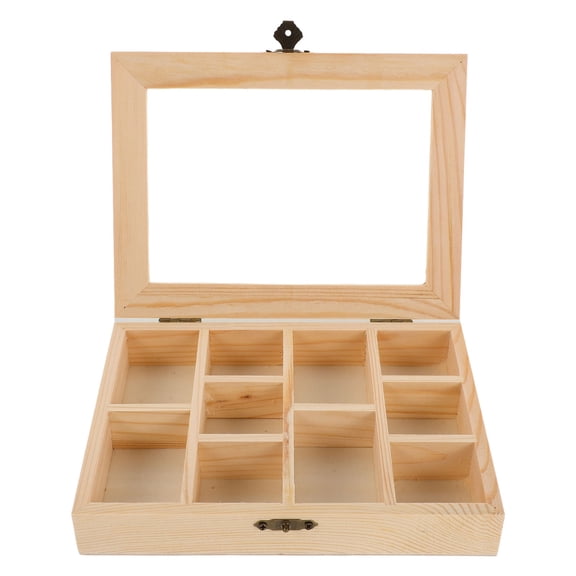 WRISTBIQUE Wooden Rock Collection Box 10 Compartments, with Lid for Minerals
