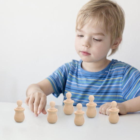 WRISTBIQUE children's painting kits Wooden Peg Dolls Beige Painting Group Set