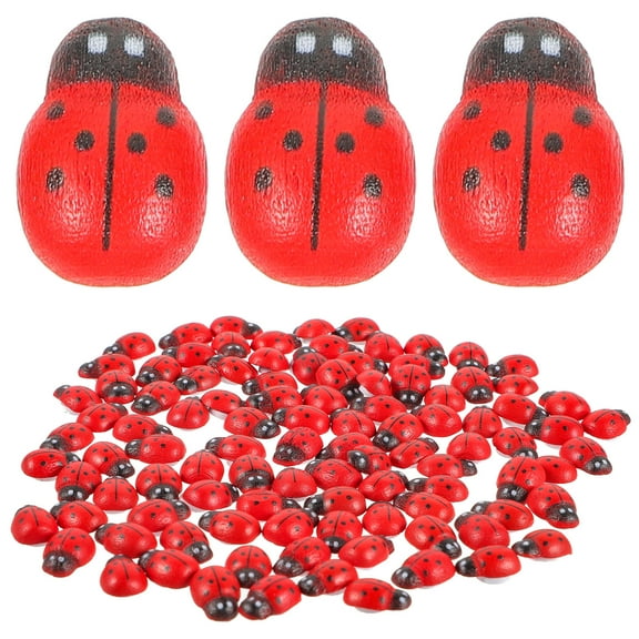 WRISTBIQUE 100PCS Micro Lady Bugs Resin Garden Ornaments Fairy Garden Decorations Red