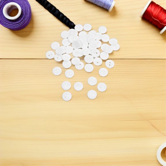 WRISTBIQUE 100Pcs Elegant White Resin Buttons for Sewing Shirt and Sweater Decoration Two Hole Design