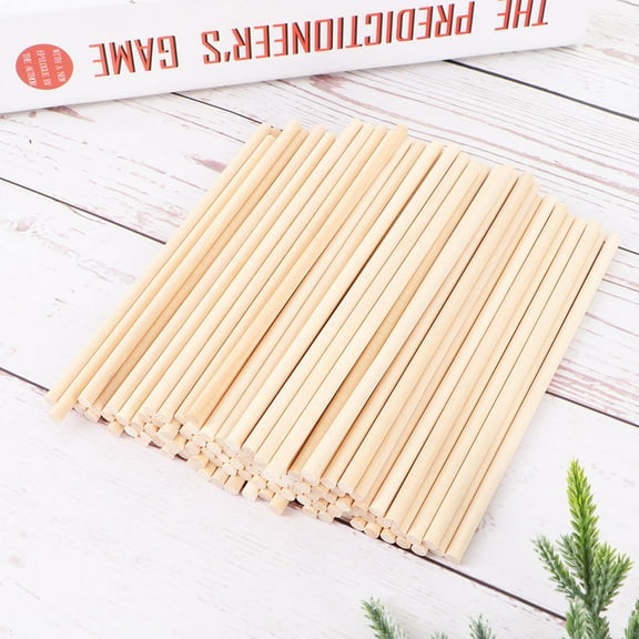 WRISTBIQUE 100Pcs Wooden Craft Rods Khaki Reusable Smooth Wood Sticks for Decorating and Model Making