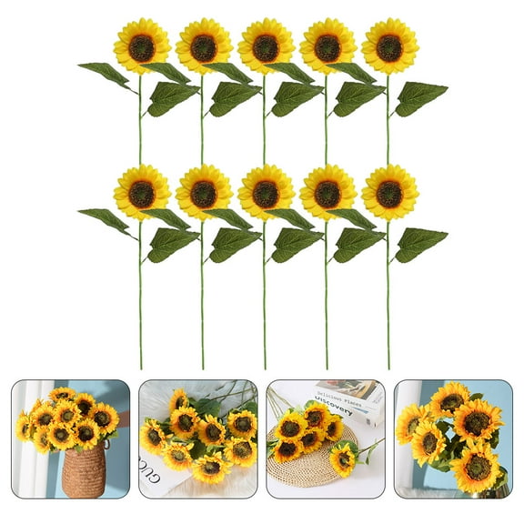 WRISTBIQUE 10Pcs Artificial Sunflower Flowers for Autumn Decorations Silk Sunflowers Arrangement for Home and Parties