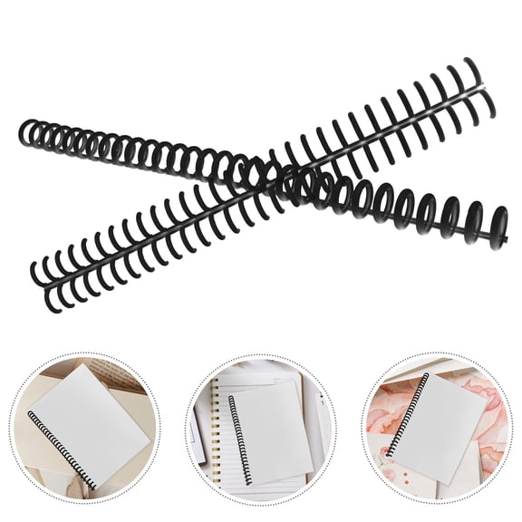 WRISTBIQUE 10Pcs Black Plastic Notebook Spiral Binding Coils Loose Leaf Binder Rings for DIY Books