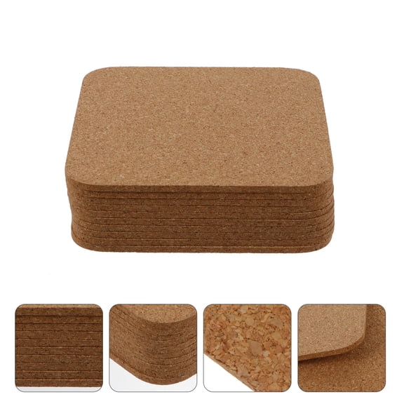 WRISTBIQUE 10Pcs Blank Coasters for Projects Cork Material for Teachers and Friends 10X10X0.3in