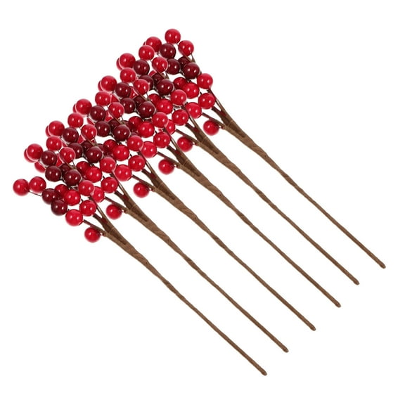 WRISTBIQUE 10Pcs Red Berry Stems Simulation Artificial Berries for Elegant Xmas Table and Room Decor