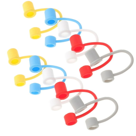 WRISTBIQUE 10Pcs Silicone Straw Covers Cap Reusable Straw Tip Protective Covers Assorted Colors