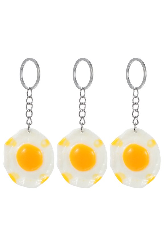Handmade Poached Egg Keychain Decor White Resin for Bag Backpack 10Pcs