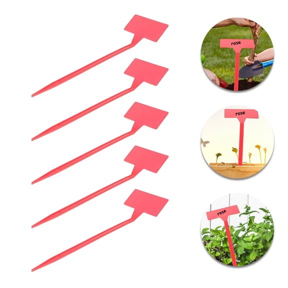 WRISTBIQUE 10Pcs Waterproof Tags for Labeling Garden Markers Red Inclined Design PP Material