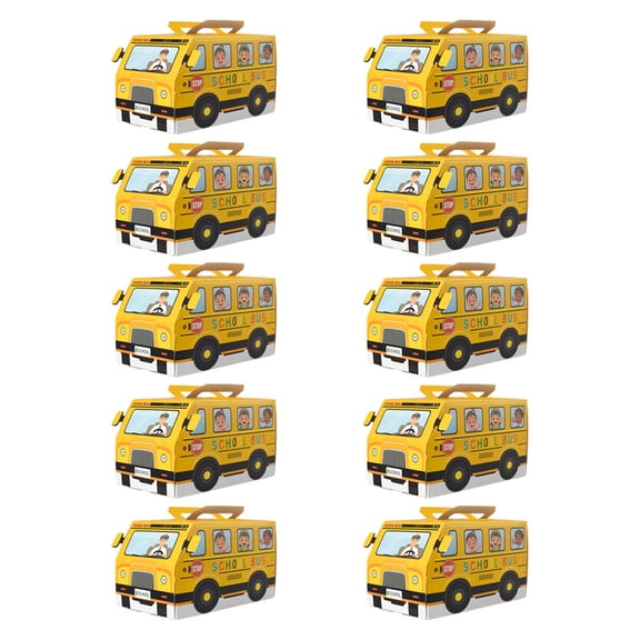 WRISTBIQUE 10pcs Candy Boxes Yellow Cardboard School Bus Decoration Box for Back to School Parties