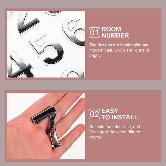 WRISTBIQUE 10pcs Stereoscopic Address Plaques ABS Silver Front Door Numbers for Homeowners