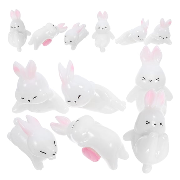 WRISTBIQUE Set of 12 White Resin Miniature Figurines for Desktop, Garden, Bonsai Decoration Ornaments