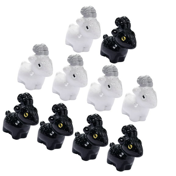 WRISTBIQUE 12Pcs Resin Tiny Animal Model Goat Figurines Black Cute Design for Home Decor