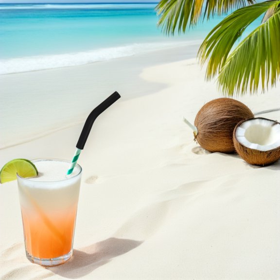 WRISTBIQUE 12pcs Black Silicone Straw Tips for Comfortable Drinking Experience Reusable Covers for Hot Cold Beverages