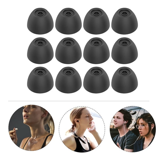 WRISTBIQUE 12Pcs Silicone Earphone Cover Black Replacement Caps for Durable Comfortable Earbuds Protection