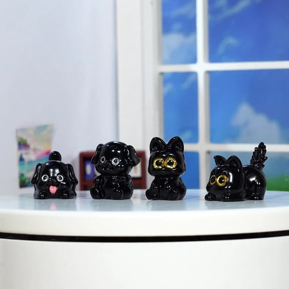 WRISTBIQUE Black Resin Animal Figurines for Moss Gardening - Realistic, Durable, Versatile Use 12Pcs