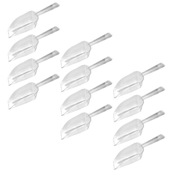 WRISTBIQUE 12-Pack Clear Plastic Measuring Scoops for Kitchen, Multipurpose Flour, Ice, Grain Serving and Portion Scoops