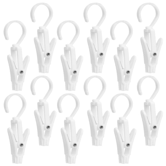 WRISTBIQUE 12Pcs Rotatable White Boot Hangers with Clips Multipurpose Laundry Hooks for Home Closet Storage