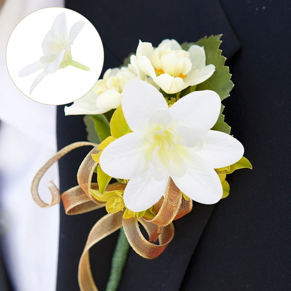 WRISTBIQUE 12pcs Artificial Orchid Fake Flower Heads for Craft Projects Milk White