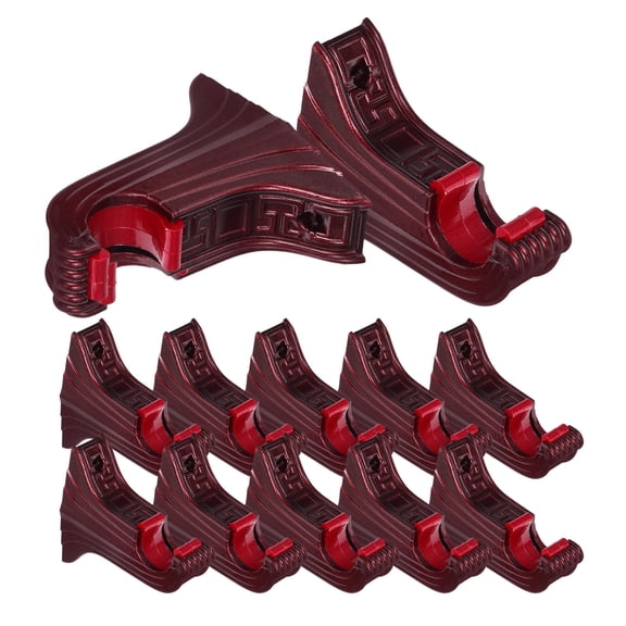 WRISTBIQUE Stable Curtain Rod Bracket Dark Red Plastic Easy Install 12Pcs