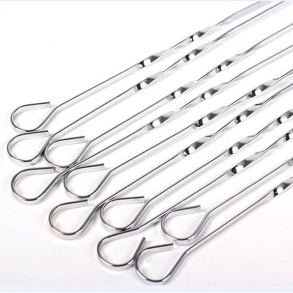 WRISTBIQUE 14Pcs Flat Stainless Steel Bbq Sticks Black Color for Outdoor Barbecue and Kitchen