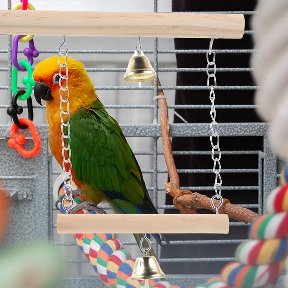 WRISTBIQUE 1Pack Beige Bird Perch Swing for Parakeet Owners in 8.25X7.86X0.98in Size