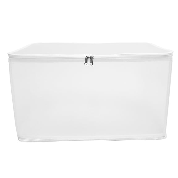 WRISTBIQUE White Foldable Clothes Organizer with Zipper and Handle for Easy Wardrobe Storage