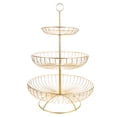thumbnail image 1 of WRISTBIQUE Golden Metal Fruit Basket with 3 Tier Hollow Mesh Design for Fresh Fruit Storage, 1 of 8