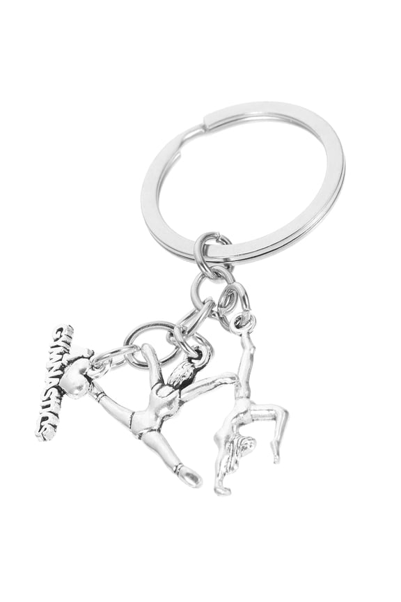 1Pack Gymnastics Keychain Accessory Silver Alloy Decorative Gymnastics Theme Bag Pendant 2.8in