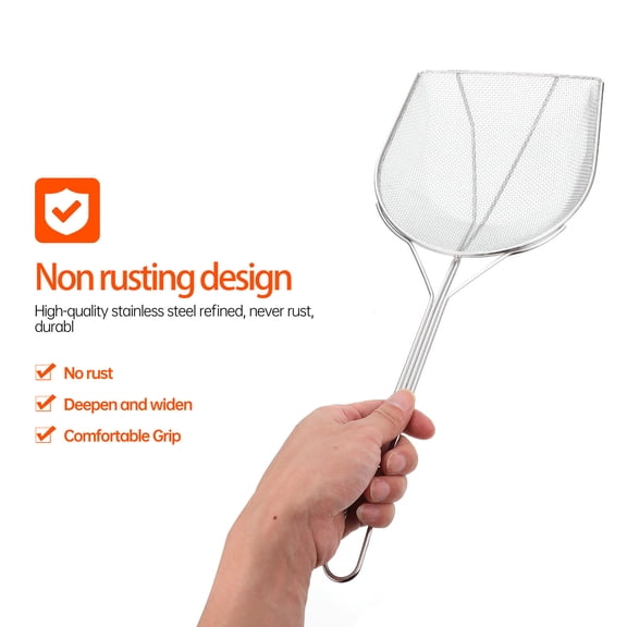 WRISTBIQUE 1Pack Stainless Steel Oil Slag Scoop Oil Strainer Filtering Tool for Home Cooks