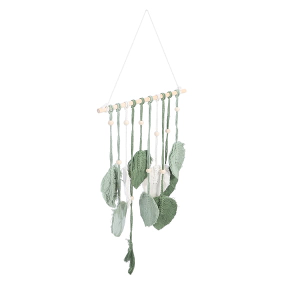 WRISTBIQUE 1Pack Woven Leaf Tapestry Bohemian Style Wall Decoration Multi Color Cotton Thread Wood 90.35X15.75X0.6In