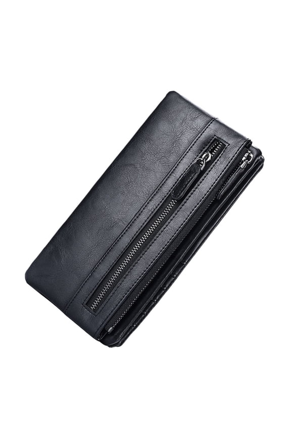 1Pc Men Fashion Wallet Black Large Capacity Foldable Purse with Coin Holder and Card Storage
