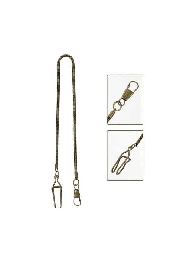 1Pc Dark Brown Metal Pocket Watch Chain with Multi-functional Buckle Design for Men and Women Accessories