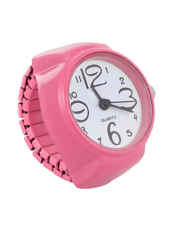 1Pc Pink Watch Shaped Ring Stylish Unisex Finger Ring with Elastic Band
