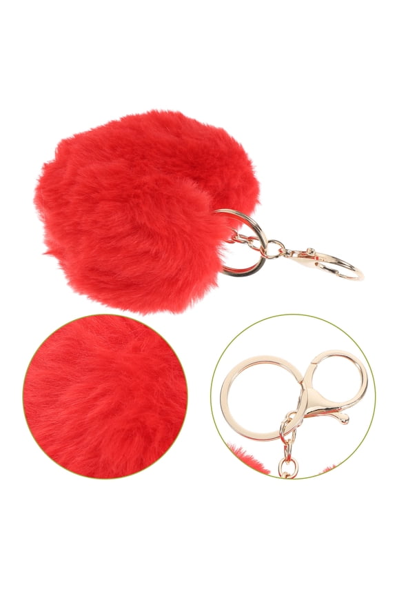 1Pc Keychain Pendant Red Metal Soft Toy Keyring for Christmas