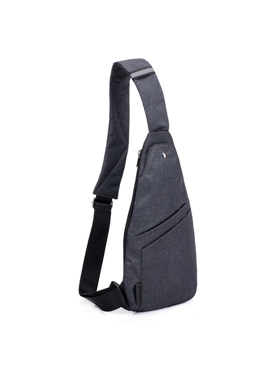 1Pc Outdoor Sling Backpack Black Polyester Single Strap Backpack Lightweight for Running