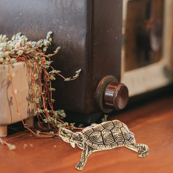 WRISTBIQUE Premium Golden Longevity Turtle Figurine Tea Pet Desktop Decoration for Home and Office Layout