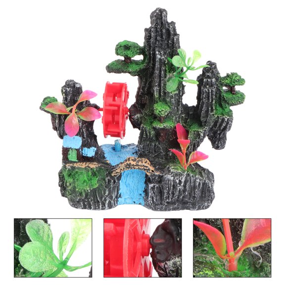 WRISTBIQUE 1Pc Artificial Aquarium Rockery Ornament in Dark Brown for Fish Tank Decoration