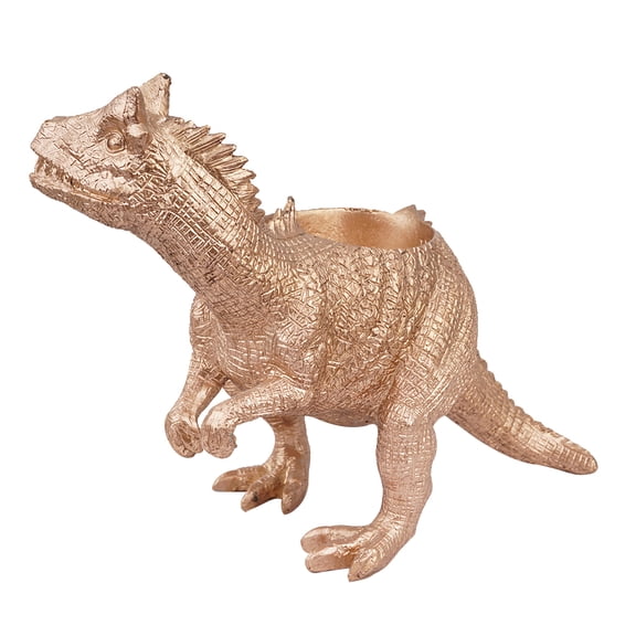 WRISTBIQUE 1Pc Durable Resin Succulent Flower Pot with Creative Dinosaur Modeling in Plated Gold