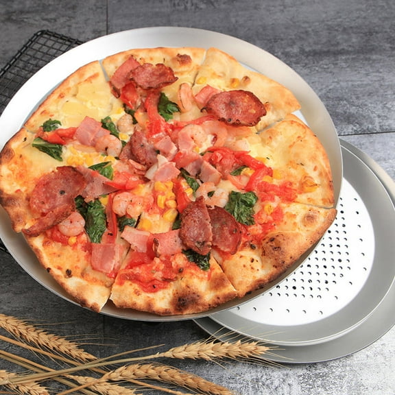 WRISTBIQUE 1Pc Lightweight Aluminum Alloy Pizza Pan Non Stick Perforated Household Oven Tray