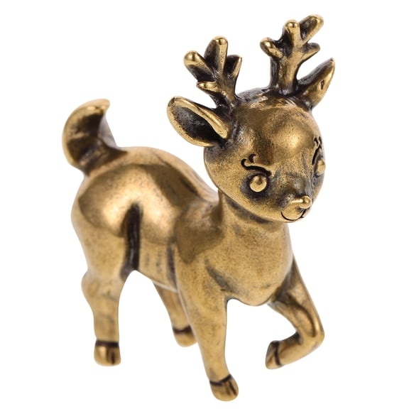 WRISTBIQUE 1Pcs Deer Statue Vintage Golden Brass Animal Figurine for Festive Occasion Indoor Desktop Decor