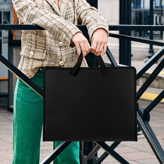 WRISTBIQUE Portable Black Art Portfolio Folder with Waterproof Durable Material for Storing Artwork Documents