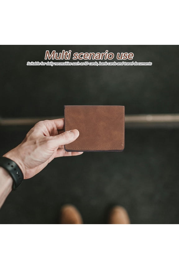 Multi-Slot Credit Card Organizer Brown PU Lightweight Wallet for Men