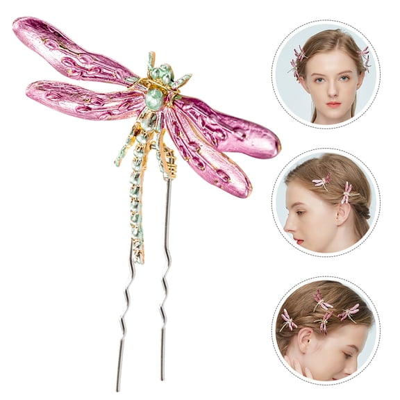 WRISTBIQUE 1Pcs Pink U Shaped Alloy Hair Stick For Girls Hair Accessories 1.97X1.57X0.47in