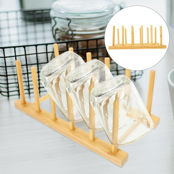 WRISTBIQUE 1Pcs Plate Holder Dish Holder For Countertop Storage 9.8X4.7X3.9In Khaki
