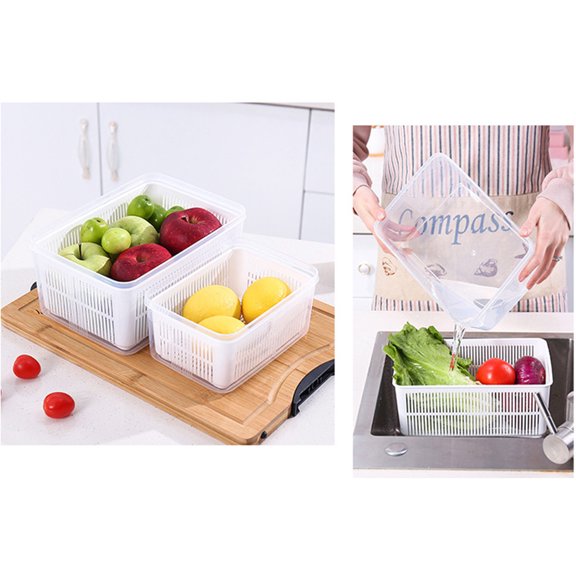 WRISTBIQUE Refrigerator Storage Box White Sealed Crisper with Drain Board for Home Use