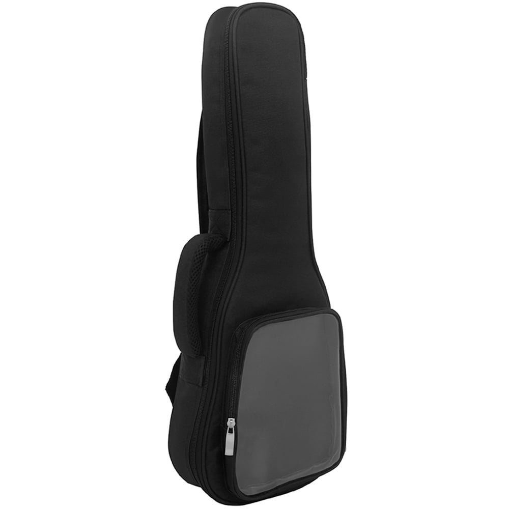 WRISTBIQUE Black Ukulele Carrying Case Padded and Splashproof Storage Bag with Clear Accessory Pocket for Travel