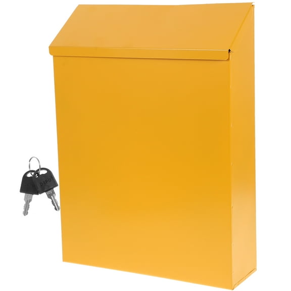 WRISTBIQUE 1Pc Yellow Wall Mount Iron Mailbox with Large Capacity for Office and Household Storage
