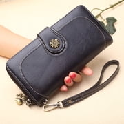 WRISTBIQUE Women's Black Crossbody Wallet Purse with Multi-Function Design and Wax Finish - Stylish, Practical, and Versatile